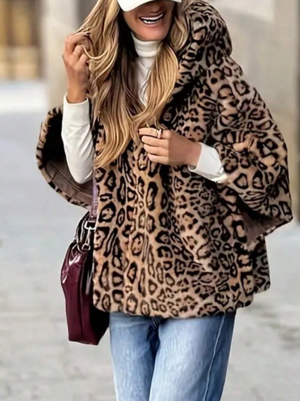 Multicolor Casual Women's Leopard Print Hooded Jacket - Picture 3 of 4